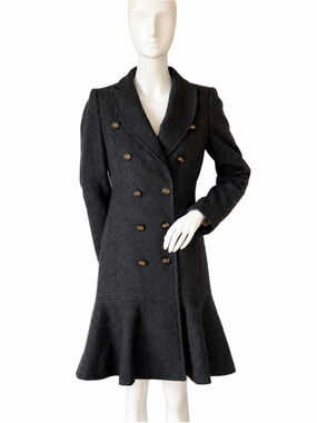MAX&Co Gray Wool Fit Flare Double Breasted Coat IT 38 US 2